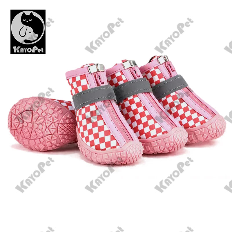 Waterproof Dog Shoes Anti-Slip Rubber Dog Booties for Summer Hot Pavement Winter Snow Dog Boots Paw Protector Reflective 4pcs