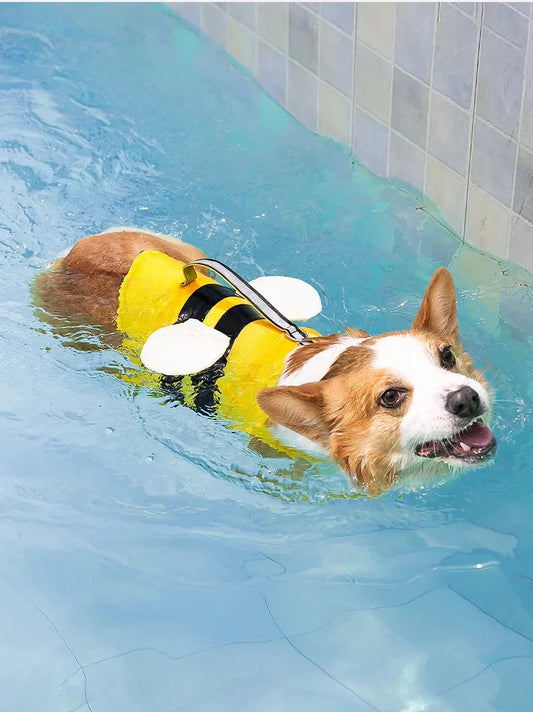 Bee Design Dog Life Jacket - Summer Buoyancy Swim Vest for Small/Medium Dogs, Adjustable & Reflective Pet Safety Gear
