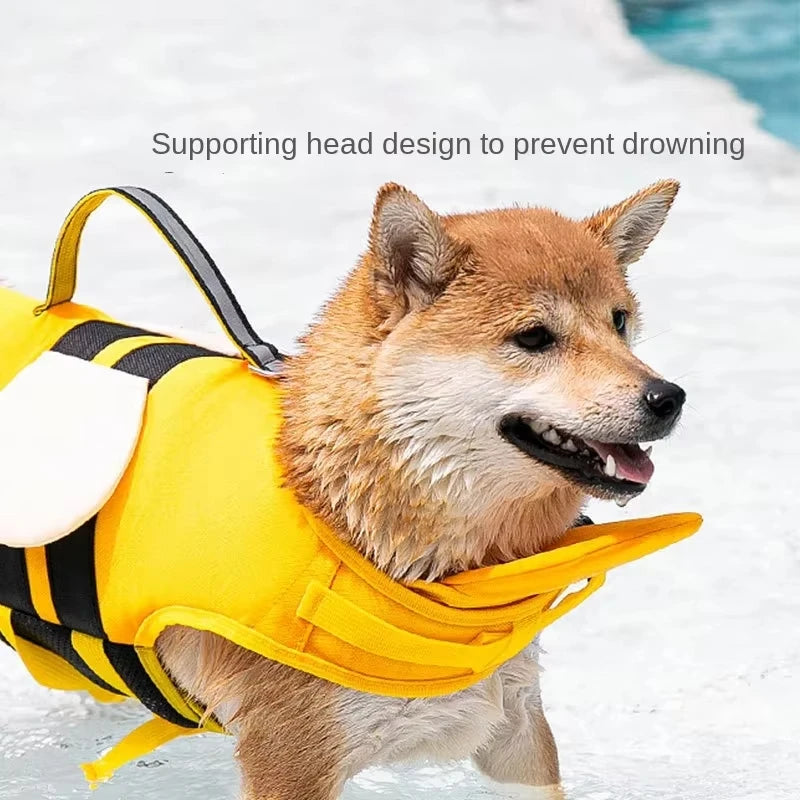 Bee Design Dog Life Jacket - Summer Buoyancy Swim Vest for Small/Medium Dogs, Adjustable & Reflective Pet Safety Gear