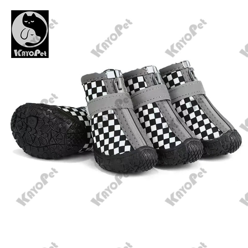 Waterproof Dog Shoes Anti-Slip Rubber Dog Booties for Summer Hot Pavement Winter Snow Dog Boots Paw Protector Reflective 4pcs