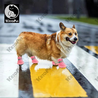 Waterproof Dog Shoes Anti-Slip Rubber Dog Booties for Summer Hot Pavement Winter Snow Dog Boots Paw Protector Reflective 4pcs