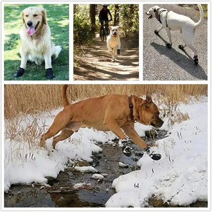 Waterproof Dog Shoes Anti-Slip Rubber Dog Booties for Summer Hot Pavement Winter Snow Dog Boots Paw Protector Reflective.