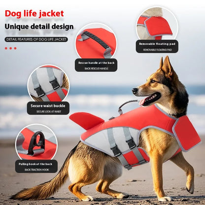 Summer Pet Dog Life Jacket Adjustable Buoyancy Vest Swim Aid Harness Reflective Strips Safety Swimming Gear for Outdoor Pet Coat