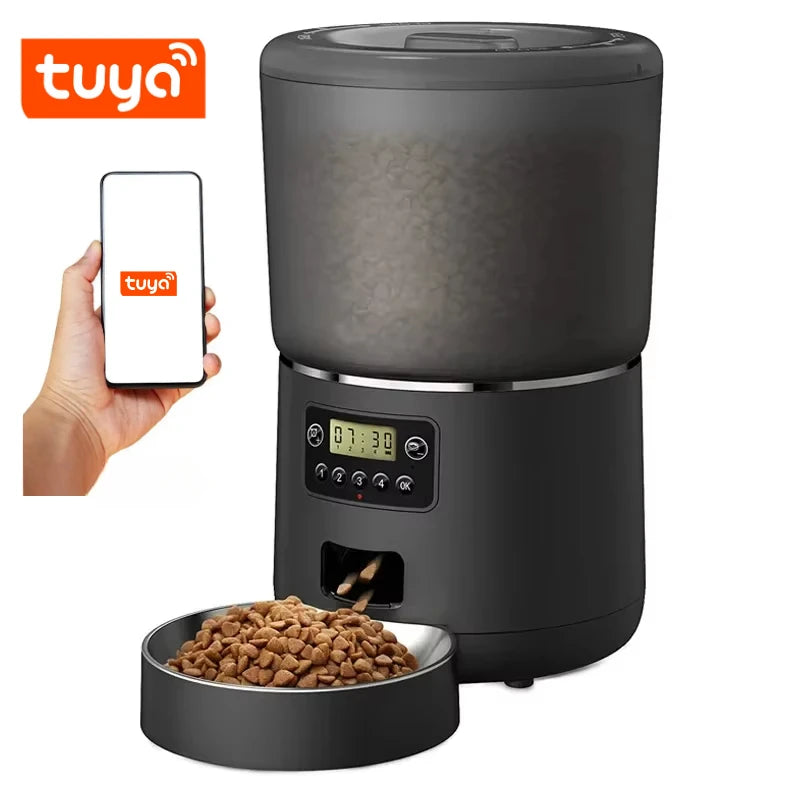 4L Automatic Smart Pet Cat Food Dispenser WiFi Cat Feeder with APP Control for Pet Dry Food Dual Power Supply For Small Dogs