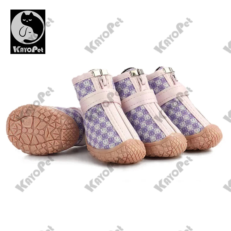 Waterproof Dog Shoes Anti-Slip Rubber Dog Booties for Summer Hot Pavement Winter Snow Dog Boots Paw Protector Reflective 4pcs