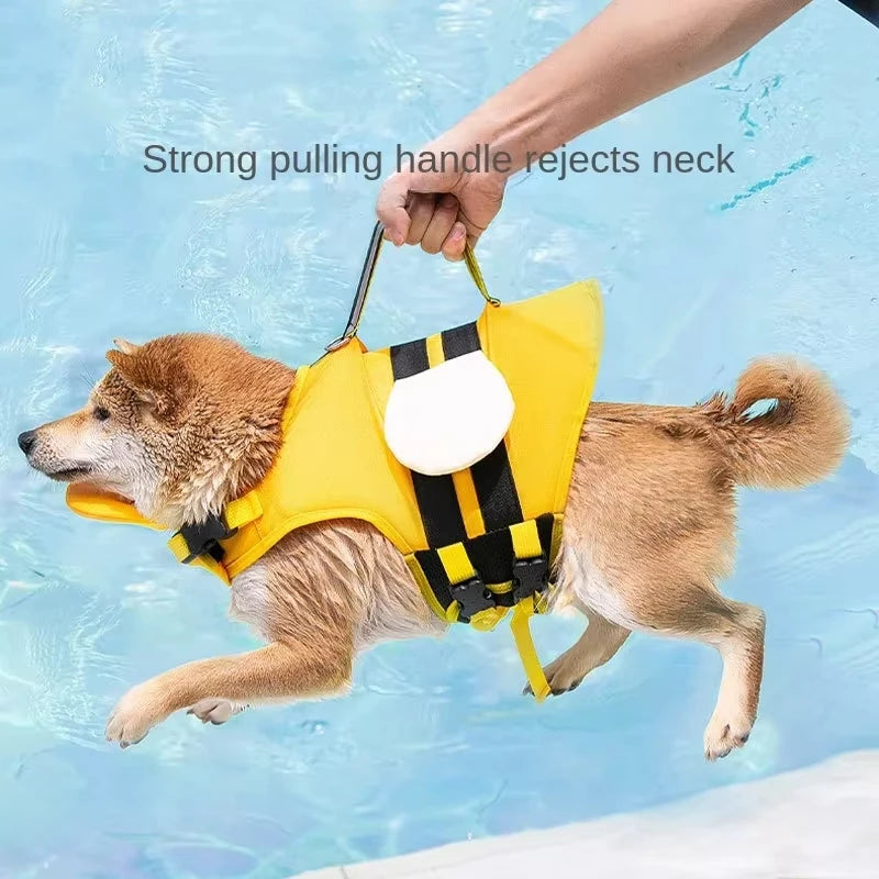 Bee Design Dog Life Jacket - Summer Buoyancy Swim Vest for Small/Medium Dogs, Adjustable & Reflective Pet Safety Gear
