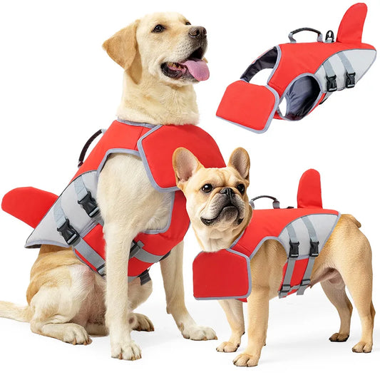 Summer Pet Dog Life Jacket Adjustable Buoyancy Vest Swim Aid Harness Reflective Strips Safety Swimming Gear for Outdoor Pet Coat