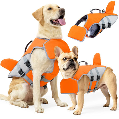 Summer Pet Dog Life Jacket Adjustable Buoyancy Vest Swim Aid Harness Reflective Strips Safety Swimming Gear for Outdoor Pet Coat