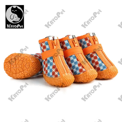 Waterproof Dog Shoes Anti-Slip Rubber Dog Booties for Summer Hot Pavement Winter Snow Dog Boots Paw Protector Reflective 4pcs