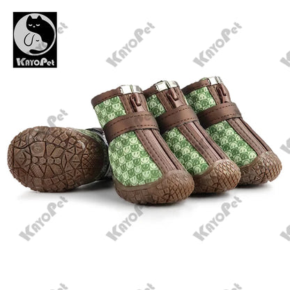 Waterproof Dog Shoes Anti-Slip Rubber Dog Booties for Summer Hot Pavement Winter Snow Dog Boots Paw Protector Reflective 4pcs