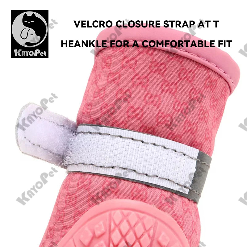 Waterproof Dog Shoes Anti-Slip Rubber Dog Booties for Summer Hot Pavement Winter Snow Dog Boots Paw Protector Reflective 4pcs