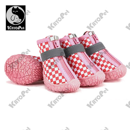 Waterproof Dog Shoes Anti-Slip Rubber Dog Booties for Summer Hot Pavement Winter Snow Dog Boots Paw Protector Reflective 4pcs