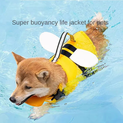 Bee Design Dog Life Jacket - Summer Buoyancy Swim Vest for Small/Medium Dogs, Adjustable & Reflective Pet Safety Gear
