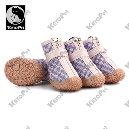 Waterproof Dog Shoes Anti-Slip Rubber Dog Booties for Summer Hot Pavement Winter Snow Dog Boots Paw Protector Reflective 4pcs