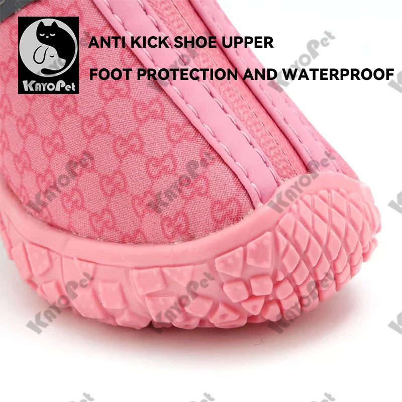 Waterproof Dog Shoes Anti-Slip Rubber Dog Booties for Summer Hot Pavement Winter Snow Dog Boots Paw Protector Reflective 4pcs
