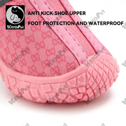 Waterproof Dog Shoes Anti-Slip Rubber Dog Booties for Summer Hot Pavement Winter Snow Dog Boots Paw Protector Reflective 4pcs