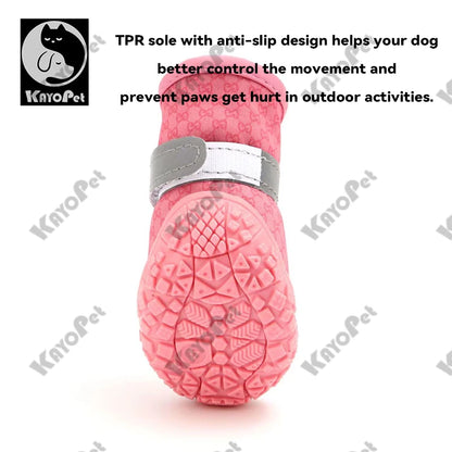 Waterproof Dog Shoes Anti-Slip Rubber Dog Booties for Summer Hot Pavement Winter Snow Dog Boots Paw Protector Reflective 4pcs