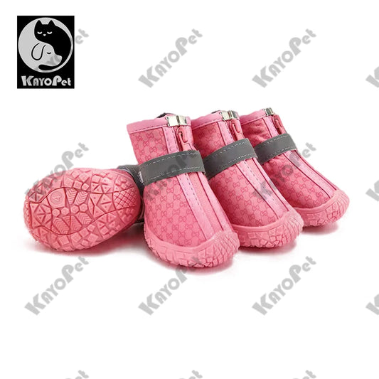 Waterproof Dog Shoes Anti-Slip Rubber Dog Booties for Summer Hot Pavement Winter Snow Dog Boots Paw Protector Reflective 4pcs