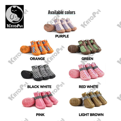 Waterproof Dog Shoes Anti-Slip Rubber Dog Booties for Summer Hot Pavement Winter Snow Dog Boots Paw Protector Reflective 4pcs
