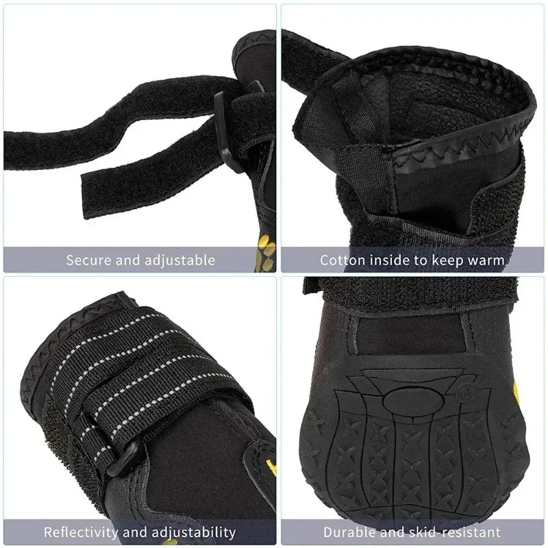 Waterproof Dog Shoes Anti-Slip Rubber Dog Booties for Summer Hot Pavement Winter Snow Dog Boots Paw Protector Reflective.
