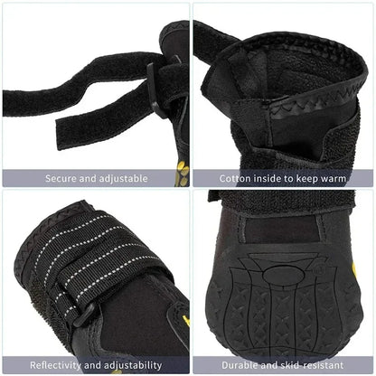 Waterproof Dog Shoes Anti-Slip Rubber Dog Booties for Summer Hot Pavement Winter Snow Dog Boots Paw Protector Reflective.